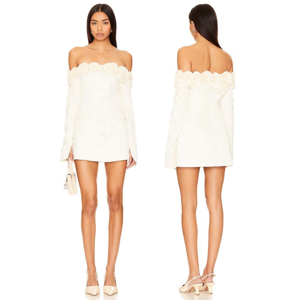 Anna October Micaela Rosette Mini Dress Formal Wedding Cocktail Bridal Party L